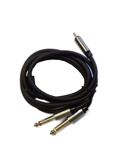 Type-c To 2x 6.35 Mm Çivi Jak Ses Kablosu 1.5 Metre Telefon Bilgisayar Mikser Amfi Dönüştürücü Kablo Siyah