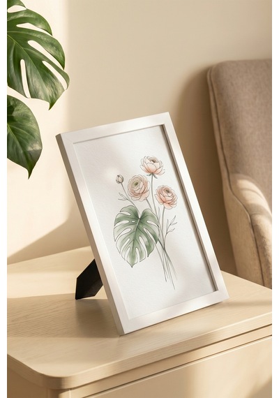 Porsima 4411 Beyaz PVC Modern Dekoratif Cam Fotoğraf Çerçevesi Masa Duvar Fotoğraf Çerçevesi 21x29,7cm