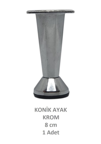 Adilon Konik Ayak, Zamak, Krom, 8 cm, Dolap, Mobilya, Puf Ayağı