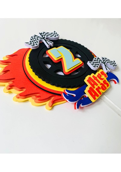 Araba Yarış Temalı İsme Özel 3D Doğum Günü Pasta Süsü Cake Topper