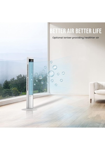 Hava Temizleme Cihazlı Ve Dc Motorlu Kule Fan 120cm, 12 Hız, 4 Mod, Led Ekran, Sessiz Ve Salınımlı