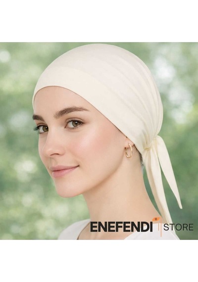 Nf Nd Enefendi Silikonlu Düz Bone Kaymayan Tesettür Hijab İç Bone Dikişsiz Krem Rahat Ve Şık Kullanım Krem