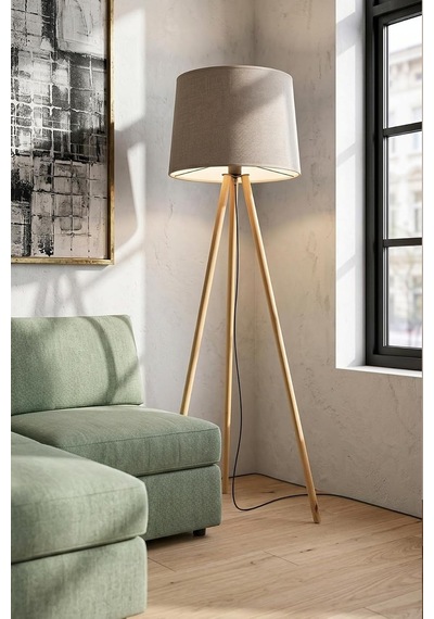 Woody Tripod Cappuccino Zemin Lambaderi, Kumaş Başlıklı Ayaklı Lamba Ve Salon Oturma Odası Aydınlatması - Modern Dekoratif Yer Lambası Diğer