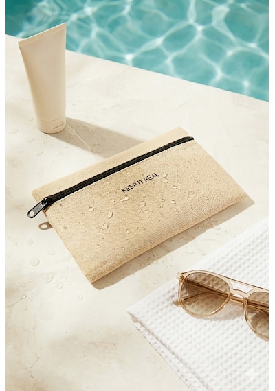 Ocean Home Textile Termal Astarlı Jüt Keten Makyaj Çantası 22 X 14 Cm