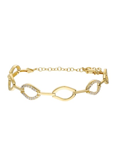 Tesbihane-Zirkon Taşlı 6Lı Marina Model Gold Renk 925 Ayar Gümüş Kadın Bile