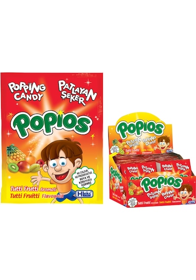Hleks Patlayan Şeker Popios Kola Tutti Frutti 4 G 40 + 40 Adet