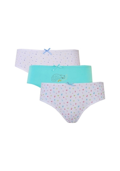 Bhr Kids 3Lü Kız Çocuk Külot Pamuklu Baskılı Esnek Rahat Slip