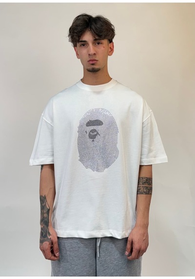 Zaee B Pe Taşlı Premium Oversize Tişört Beyaz