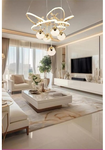 Ey-El Tasarım Modern Sarkıt Led Avize 3 Renk Gold Kaplamalı Gold