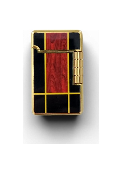 Premium Gold Detaylı Ahşap Desenli Lüks Metal Çakmak - Koleksiyonluk Tasarım