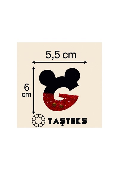 Taşlı Ütülenebilen Veya Sticker Olarak Kullanılabilen ' Mickey G ' Harfi