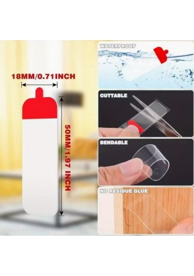 60 Parça Kolay Açılır Güçlü Çift Taraflı Nano Bant 18 50 Mm