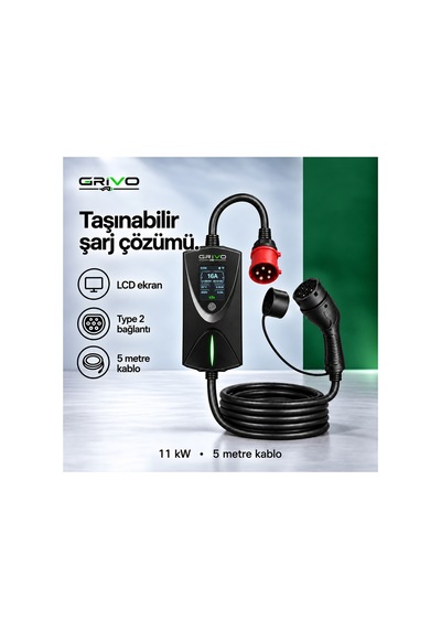 11 Kw 16a Taşınabilir Elektrikli Araç Şarj Cihazı Type 2 5 Metre Kablo Ip67 2 Yıl  - 938842693