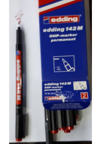 Keçe Permanent Kalem Kırmızı 1 MM Edding 142 M 10 Adetli Kutu Kırmızı