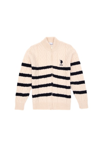 U.S. Polo Assn. Erkek Çocuk Fermuarlı Krem Triko Hırka 50295651-VR071