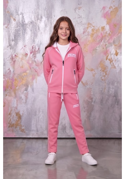 Pina Kids Kız Çocuk Atheletic Reglan Kol Kapüşonlu Düz Paça Dalgıç Kumaş Eşofman Takımı Esf7018 Pembe Pina Kids Kız Çocuk Atheletic Reglan Kol Kapüşonlu Düz Paça Dalgıç Kumaş Eşofman Takımı Esf7018 Pembe