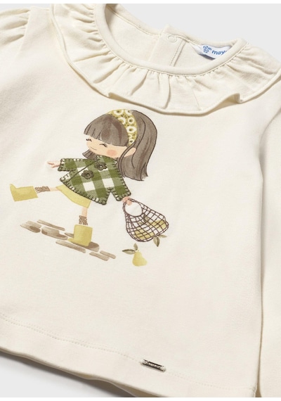 Mayoral Kız Bebek Manşet Kollu Sweatshirt Bej