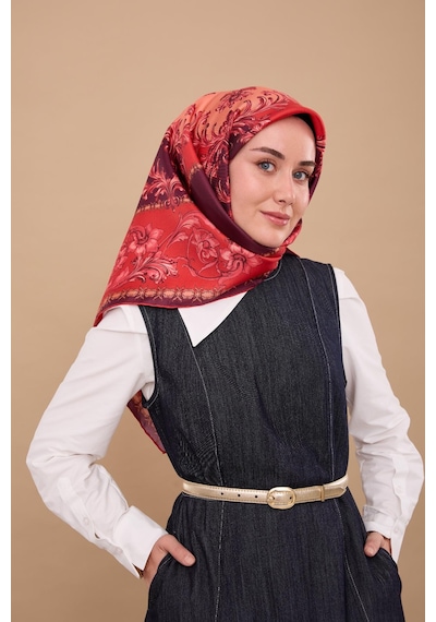 Silk Home Twill İpek Eşarp 11482-08 Koyu Mor, Kırmızı, Pembe, Pudra