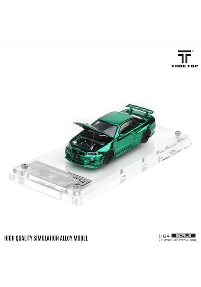 Timetop 1/64 Green Carbon Nissan R34 Karbon Yeşil Pleksi Limitli