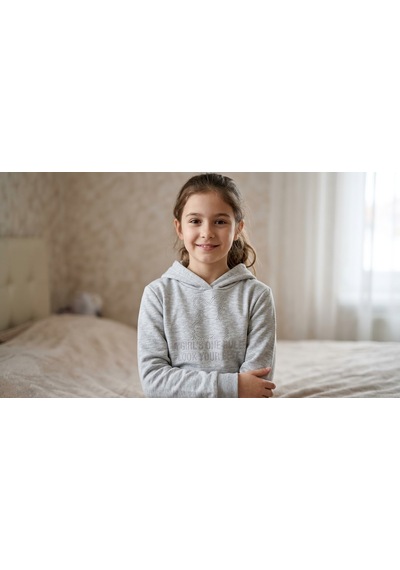 Pançiko Kız Çocuk Kapişonlu Sweat Açık Gri