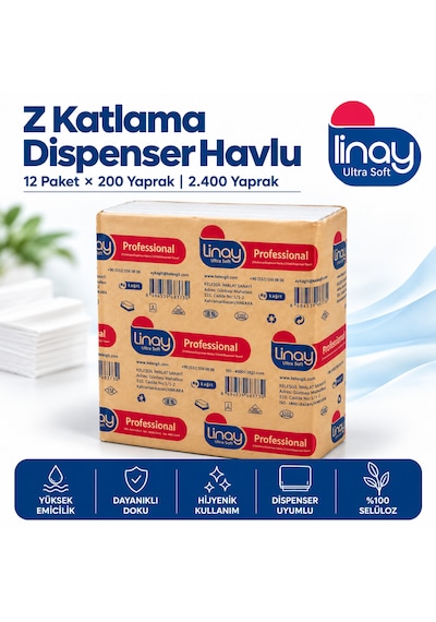 Ekstra Z Katlama Dispenser Kağıt Havlu 2 Katlı 200 Yaprak X 12 Paket