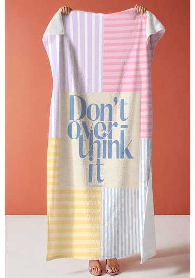 Çizgili Renk Bloklu Dont Overthink Plaj Havlusu - Pastel Akdeniz Stil Hızlı Kuruyan Mikrofiber Havlu Dalgın Mercan Çizgili Renk Bloklu Dont Overthink Plaj Havlusu - Pastel Akdeniz Stil Hızlı Kuruyan Mikrofiber Havlu Dalgın Mercan