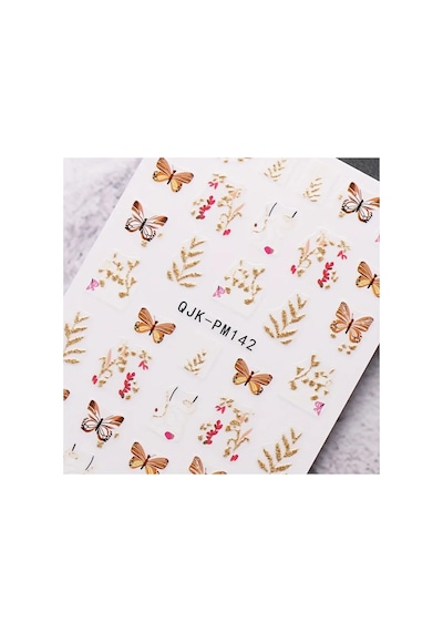 Nailist Floral Çiçekli Seri - Altın Yaldızlı Yapışkan Tırnak Sticker Nail Art Tırnak Dövmesi 59103475