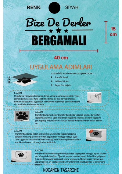 İzmir Bergama Otomobil Stickerı İzmir Bize De Derler Bergamalı 40x15 Cm Araba Yazısı 40 CM - Siyah