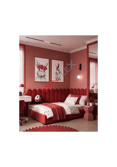 Winflex Yatak Başlık ,duvar Ve Oda Dekorasyon Panel 10adet- 15x100cm Kırmızı 100 x 150 CM