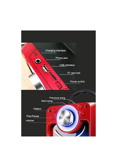 Bluetooth Hoparlör Rgb Ledli Kumandalı Usb Tf Fm Radyo Hoparlör Radyo Kts-822s Siyah - 888169888