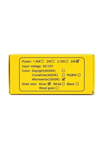 12v Dc 3w Karavan Mobilya Dolap İçi Gömme Led Spot Lambası Sıcak Beyaz 3000k