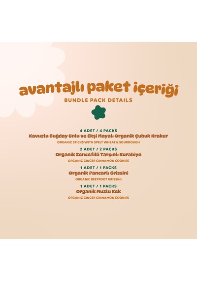 Organik Tatlı & Tuzlu Okul Çantası Atıştırmalık Paketi - 8 Adet 4 Çeşit 375 G