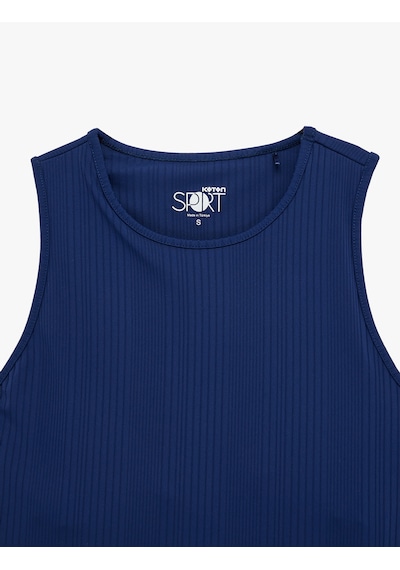 Koton Kolsuz Bisiklet Yaka Slim Fit Crop Sporcu Atleti Lacivert 6sak30055nk Lacivert