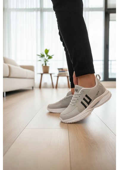 Enoch Erkek Çift Dikey Şeritli Dinamik Tabanlı Günlük Spor Ayakkabı Sneaker Gri