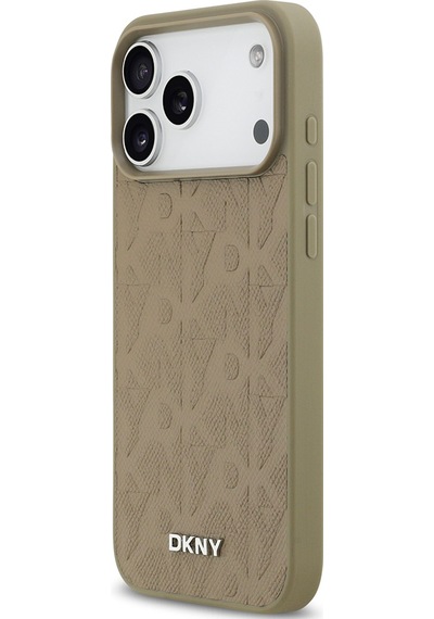Apple Uyumlu iPhone 17 Pro Max Kılıf Dkny Lisanslı M-safeli 3d Yazılı Grid Pattern Kapak Kahverengi Kahverengi