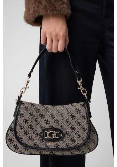 Guess Samantha Logo Kadın Omuz Çantası Hwjt2313190 Siyah