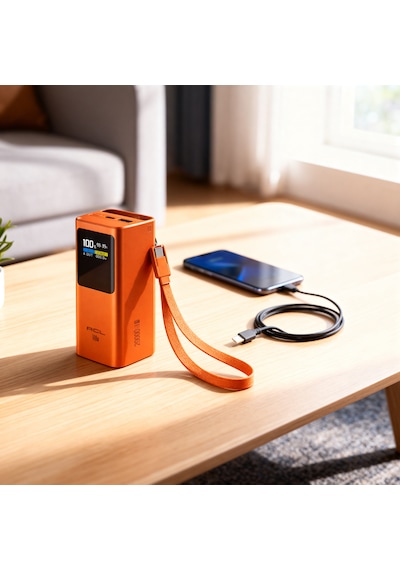100w Pd Hızlı Şarj Powerbank 20.000mah Type-c Laptop Destekli Taşınabilir Şarj Cihazı, Alüminyum Gövde, Dijital Göstergeli Turuncu