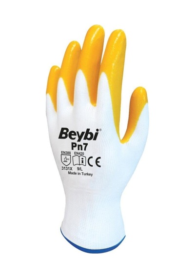 Pazarız Beybi Pn7 Nitril Eldiven Beyaz Sarı Iş - Işçi Eldiveni 1 Çift Gri