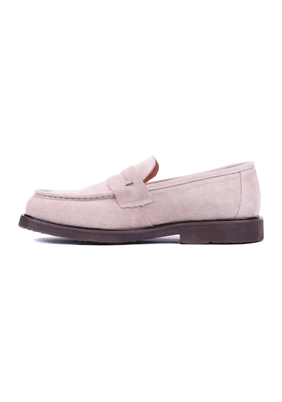 Shoetyle - Hakiki Süet Deri Bej Rengi Erkek Loafer - 250-1975 -1541