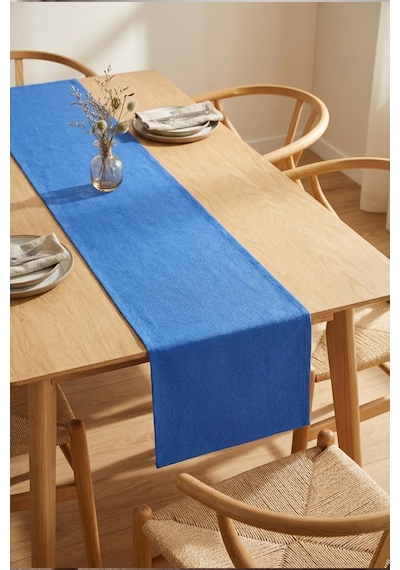 Dekoratif Bohem Runner - Yemek Masası Ve Salon Konsol Örtüsü 50x150 Cm Göl Mavisi