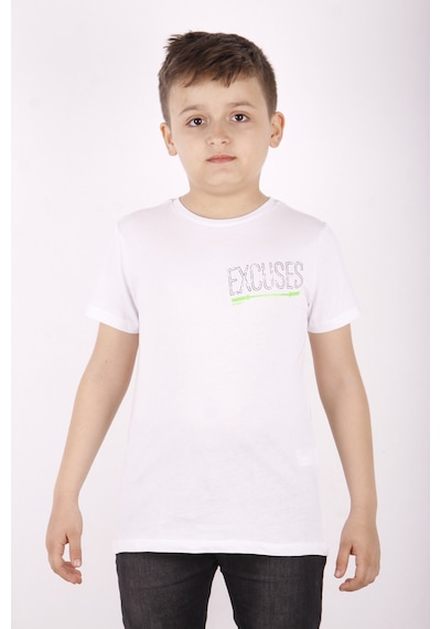 Toontoy Kids Toontoy Erkek Çocuk Excuses Baskılı Cepli Tişört Beyaz