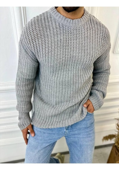 Elku Moda Kazak Oversize Çift Kat Zincir Örgü Naturel Pamuk Bol Kesim Tüylenmez Triko Kazak Gri Elku Moda Kazak Oversize Çift Kat Zincir Örgü Naturel Pamuk Bol Kesim Tüylenmez Triko Kazak Gri