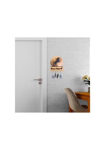 Işıklı Pleksi Dolunay Kişiselleştirilebilir Dekoratif Biblo Ahşap Sage At Anahtar Askılığı Sarı - 740155317 Sarı