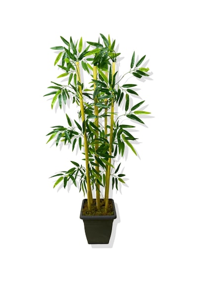 Cihan Çiçekçilik Yapay Bambu Ağaç 110 Cm 5 Bambulu Siyah Saksı Beyaz- Yeşil
