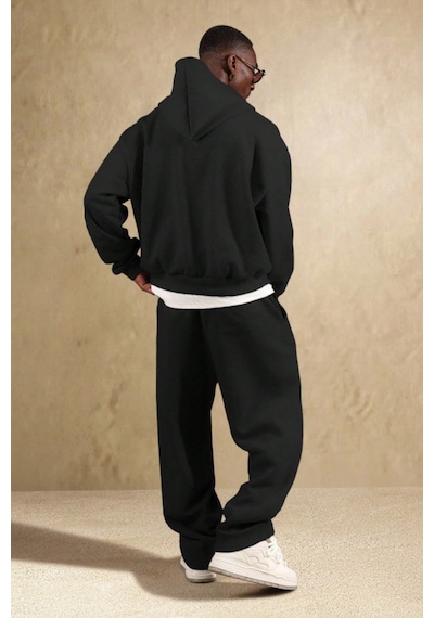 Tarz Cool Siyah Oversize Rahat Kesim Baggy Erkek Eşofman Altı Siyah