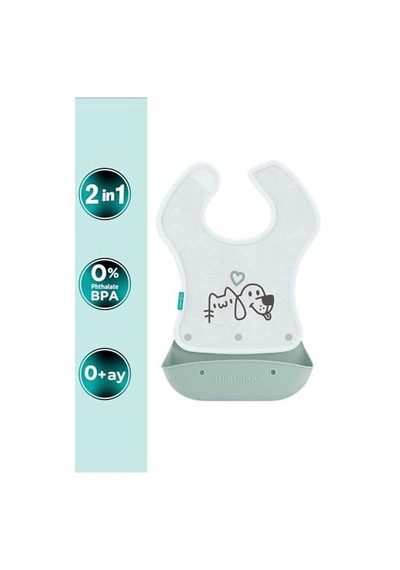 2-in-1 Katlanır Mama Önlüğü / Powder Green Çok Renkli