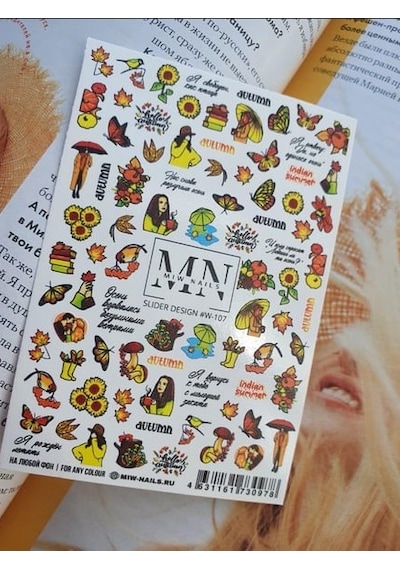 Nail Art Slider Stiker Kış Çiçekleri W107