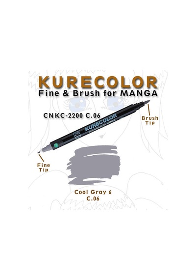 Zig Kurecolor Fine & Brush For Manga Çizim Kalemi C.6 Cool Grey