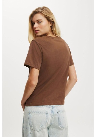 Seeh Kahverengi Basic Kısa Kollu Kadın T-shirt Sh280