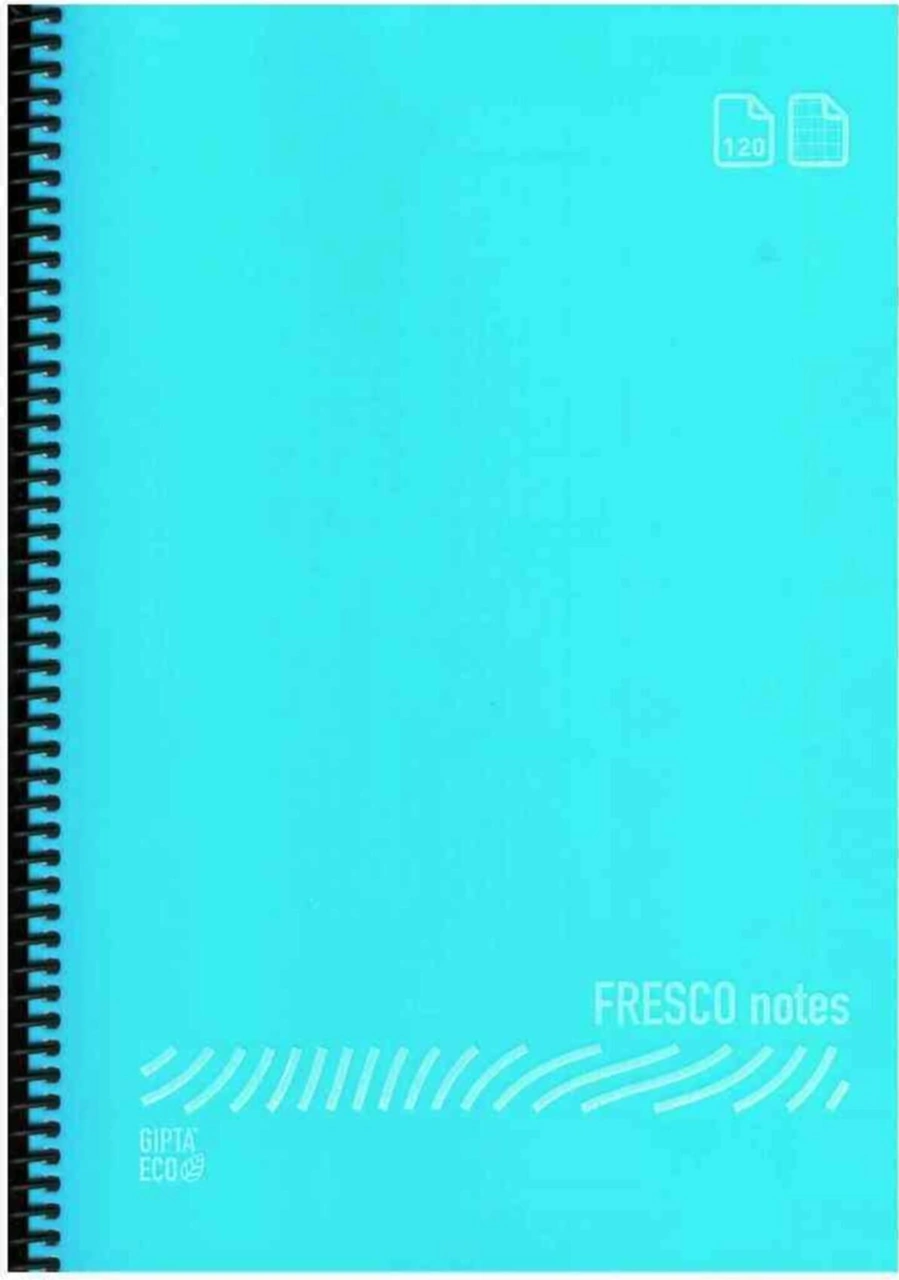 Fresco Spiralli Plastik Kapak Defter 120 Yaprak Kareli A4 Ebat - 2 Adet